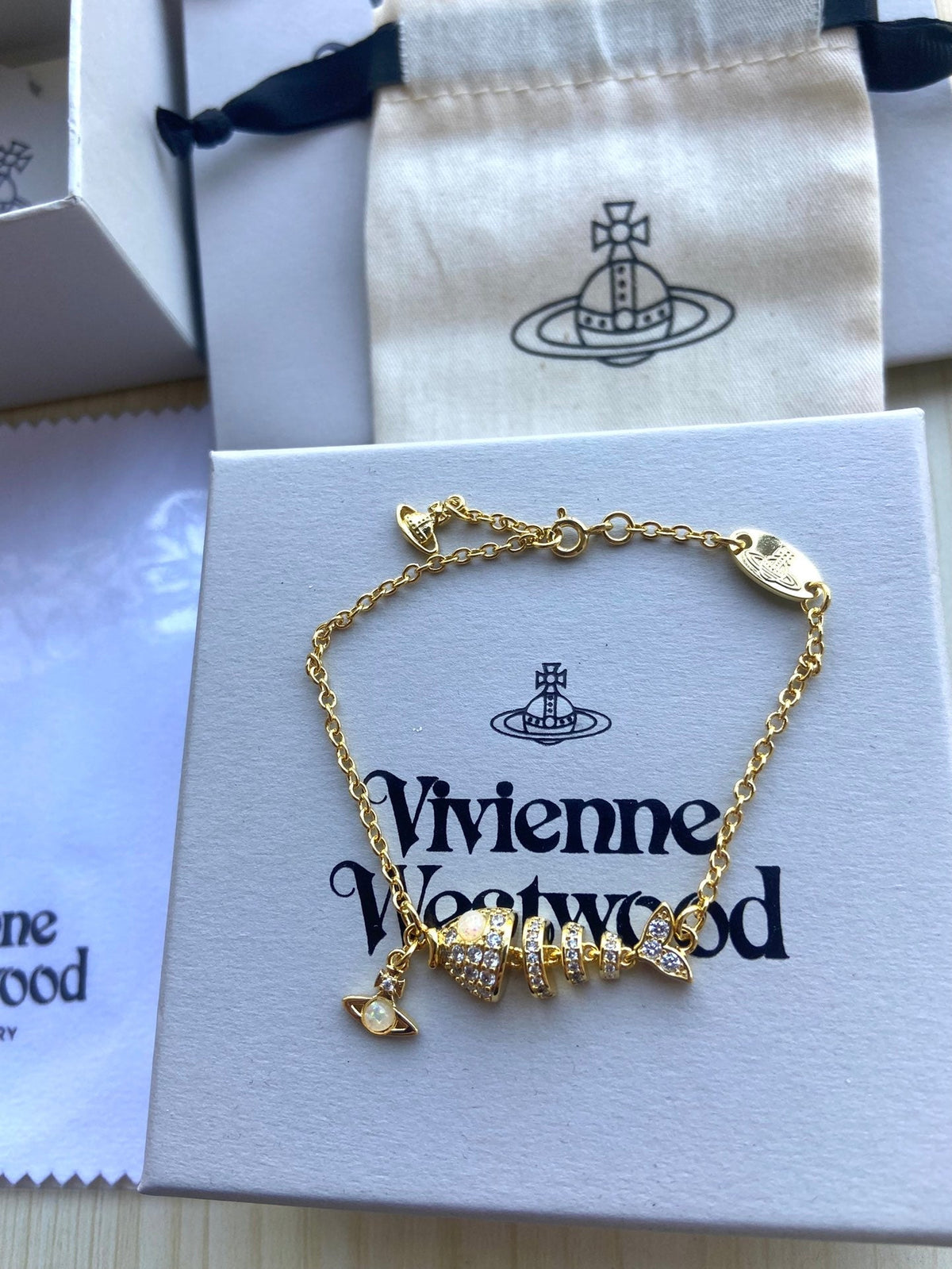 Vivienne Westwood 2026 Fishbone Rhinestone Bracelet