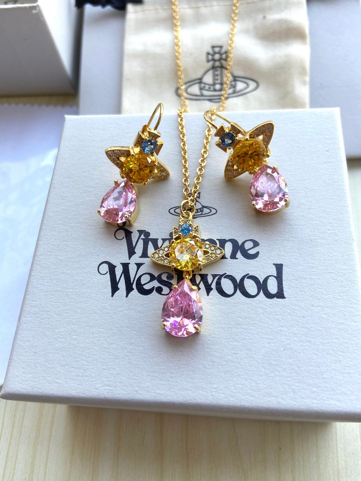Vivienne Westwood 2026 Rhinestone Necklace & Earring Set (2-Piece)