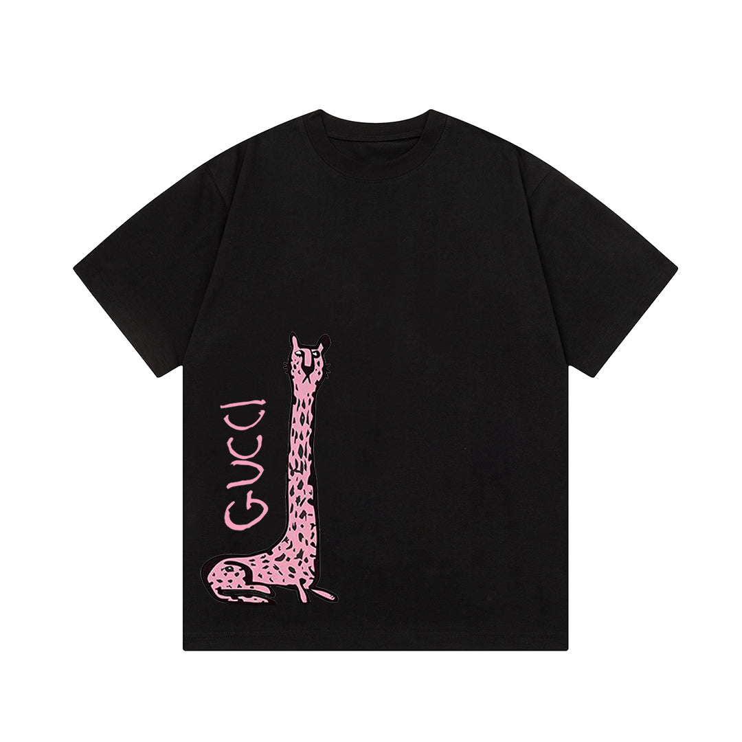Gucci Cheetah Graphic Logo Print T-Shirt