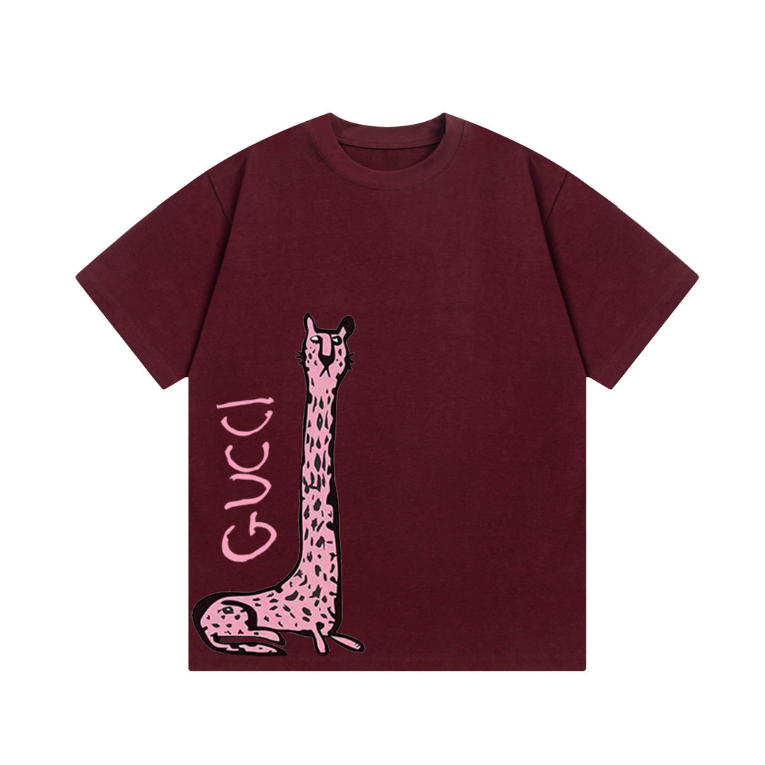 Gucci Cheetah Graphic Logo Print T-Shirt