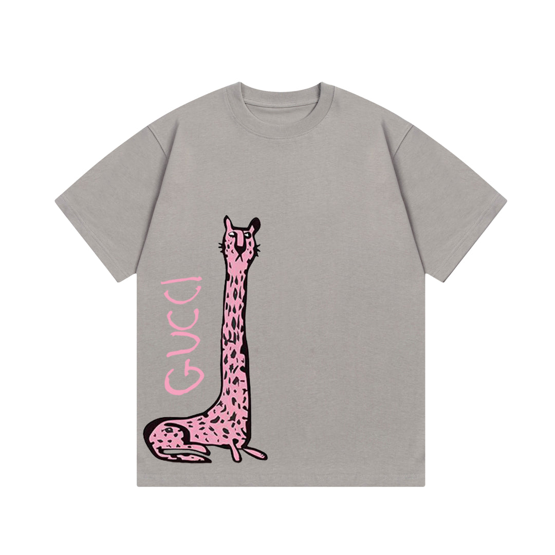 Gucci Cheetah Graphic Logo Print T-Shirt