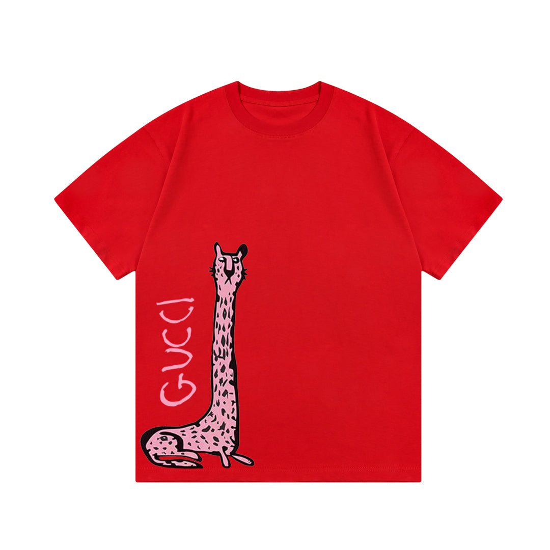 Gucci Cheetah Graphic Logo Print T-Shirt