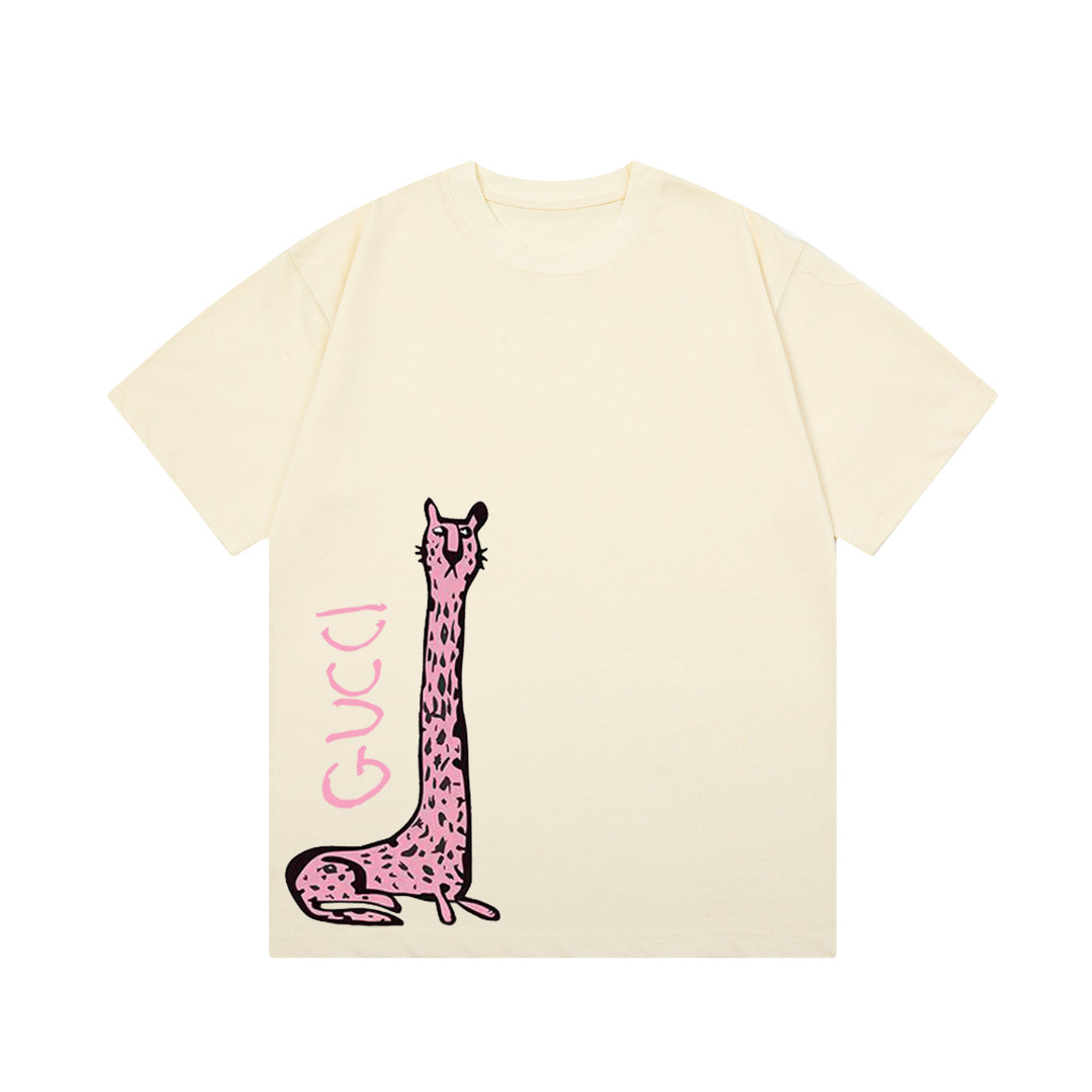 Gucci Cheetah Graphic Logo Print T-Shirt