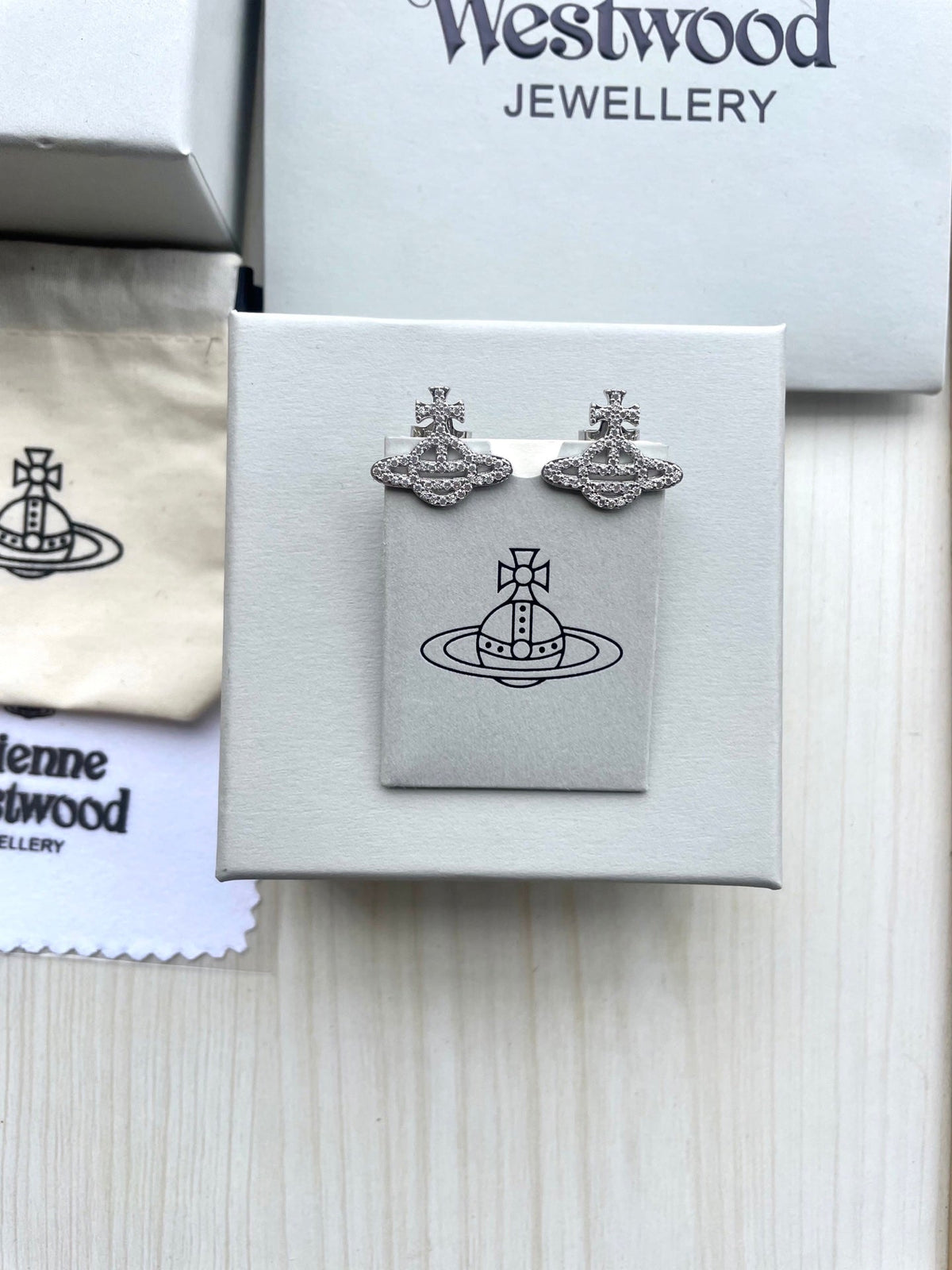 Vivienne Westwood Saturn Stud Earrings (Full Rhinestone)
