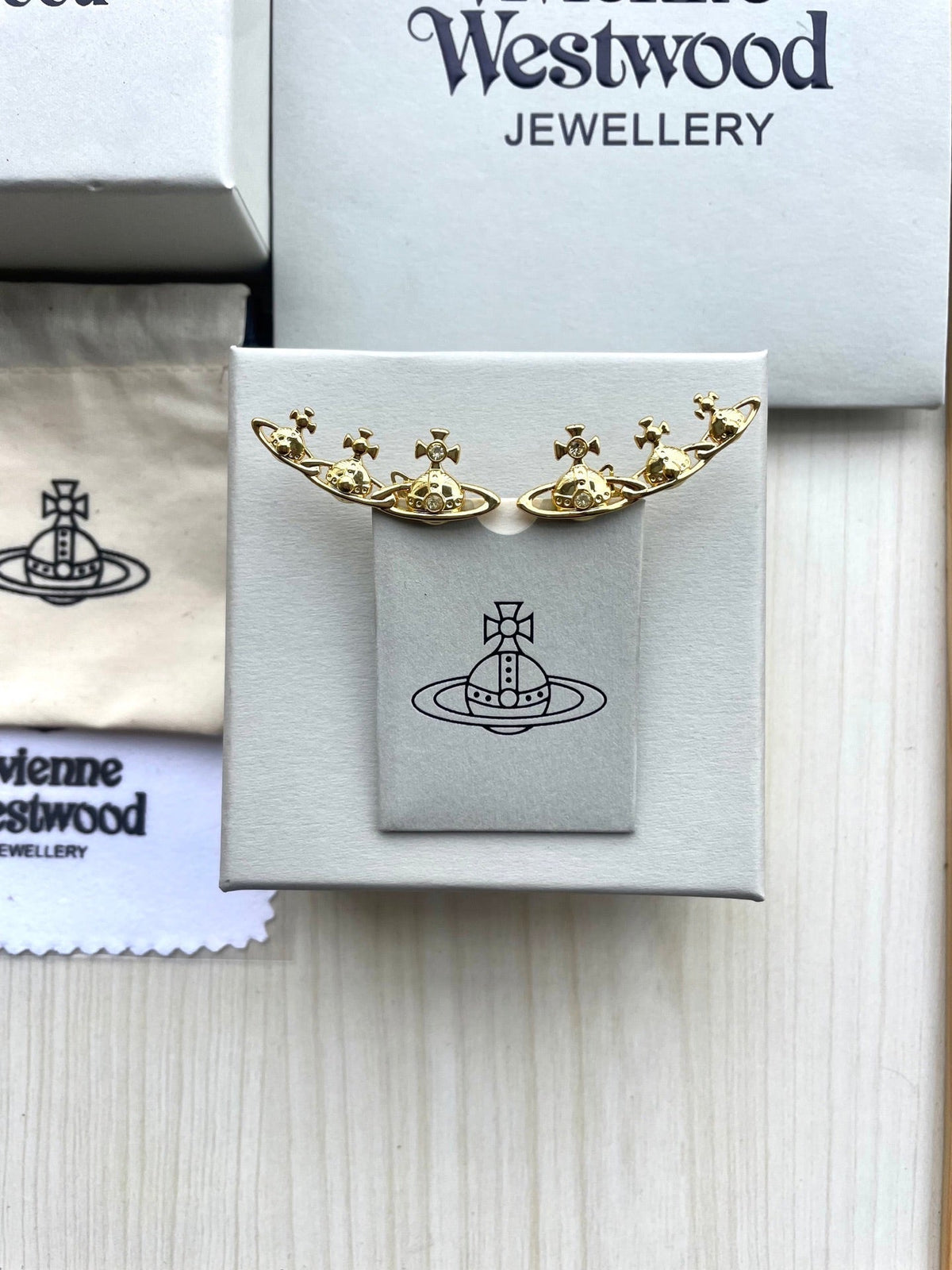 Vivienne Westwood Row of Saturn Stud Earrings