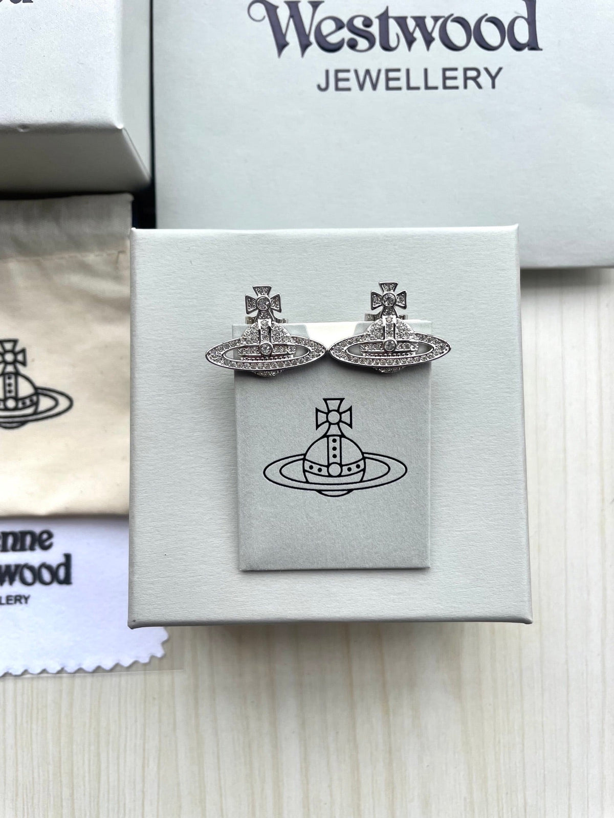 Vivienne Westwood Saturn Stud Earrings (Full Rhinestone)