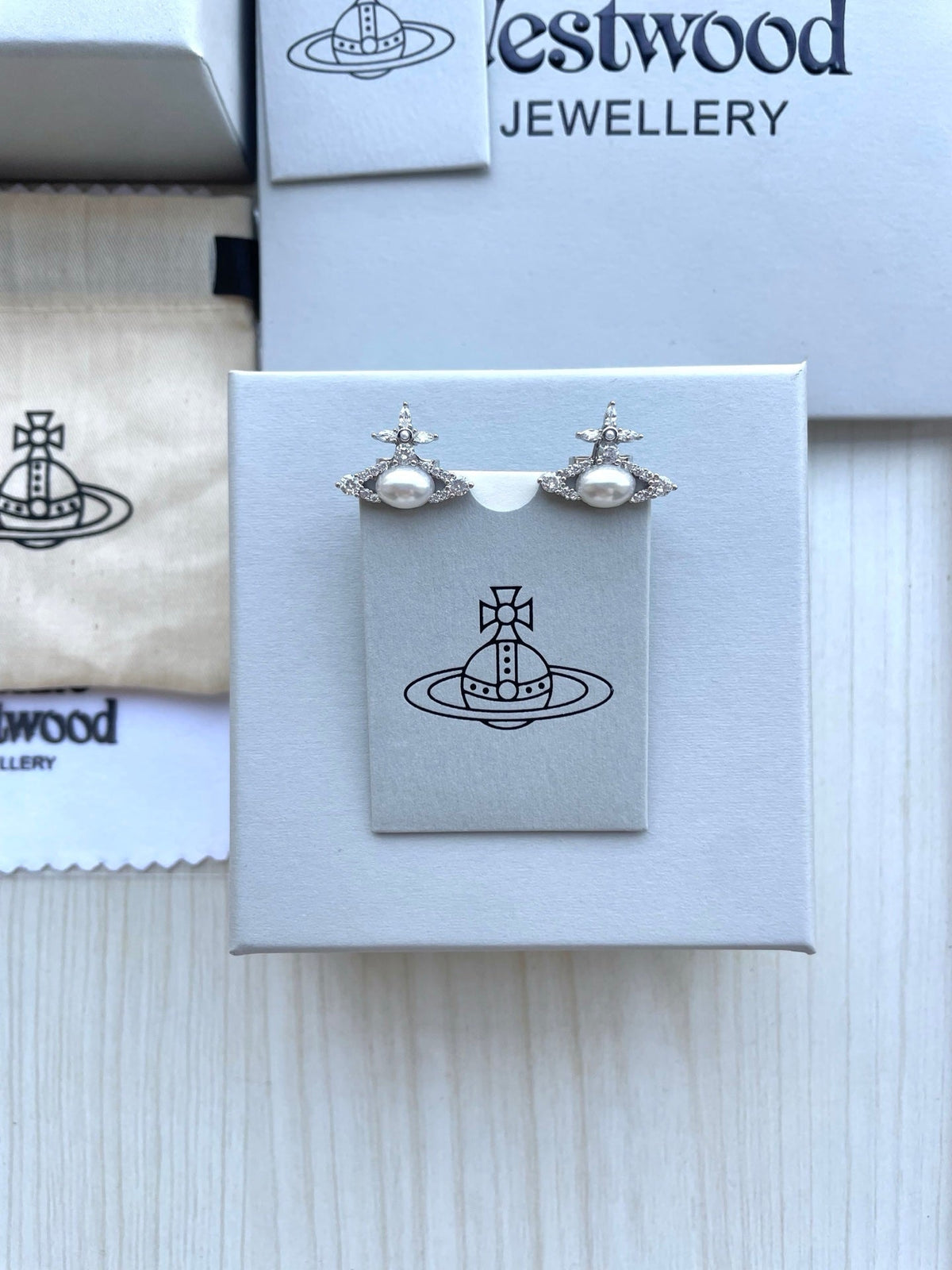 Vivienne Westwood Pearl & Rhinestone Stud Earrings