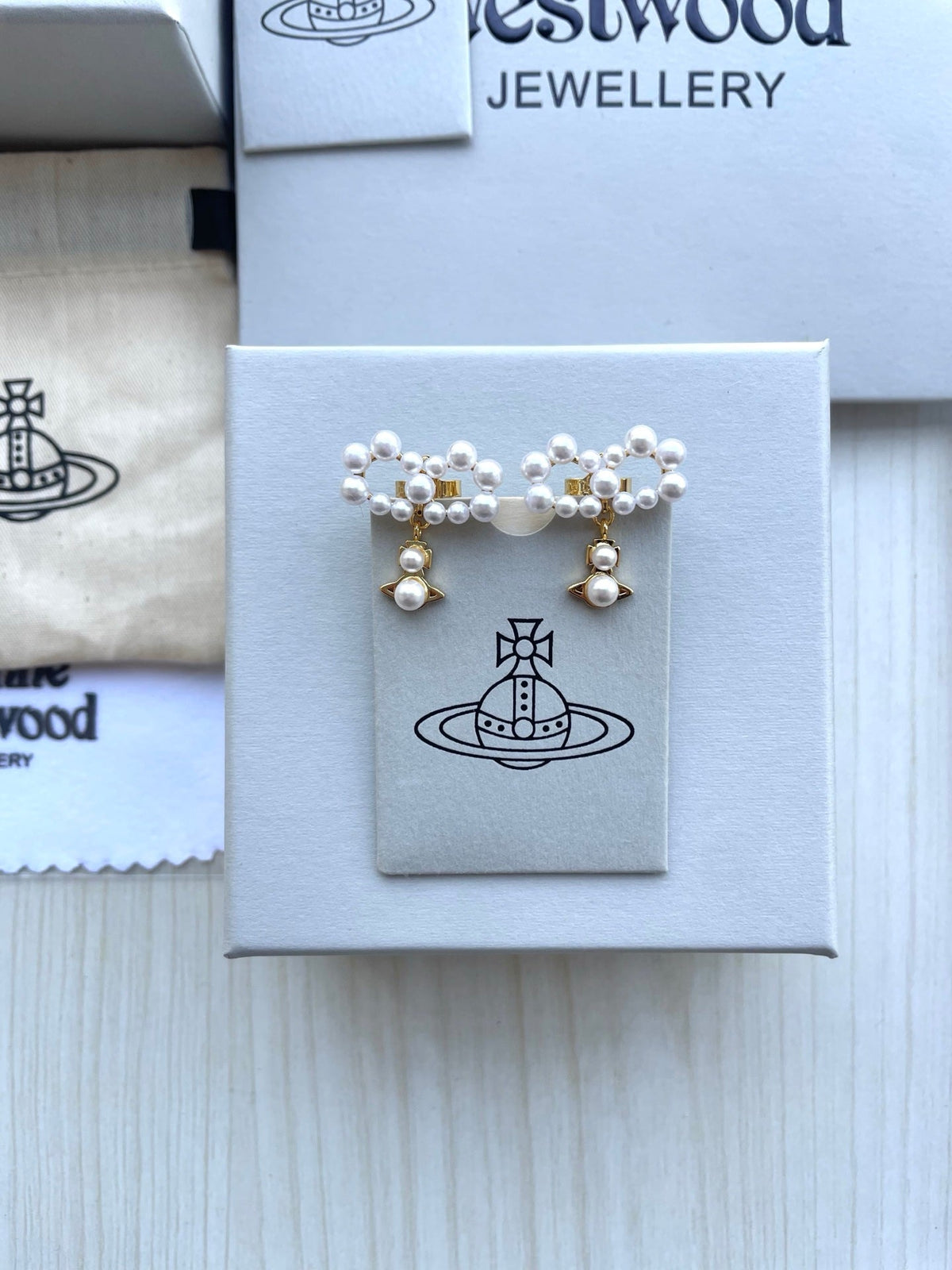 Vivienne Westwood Pearl & Bowknot Stud Earrings