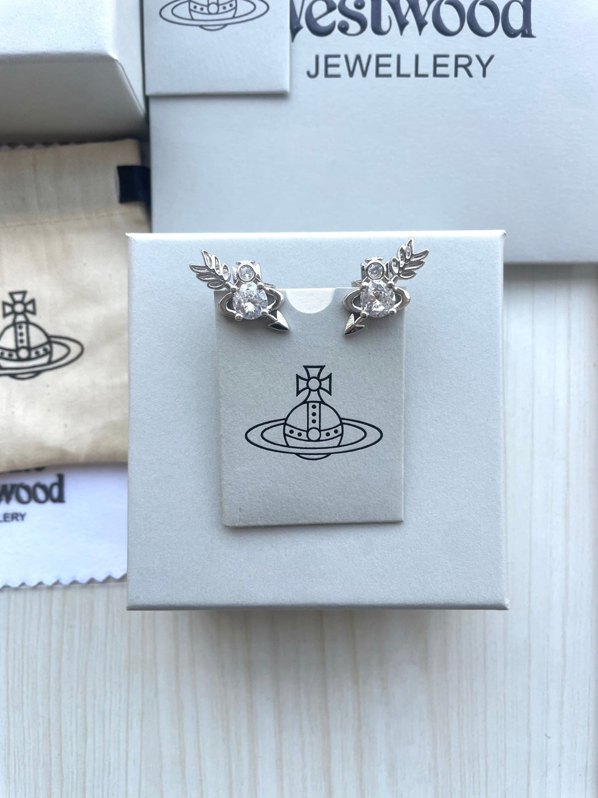 Vivienne Westwood "Arrow Through the Heart" Stud Earrings