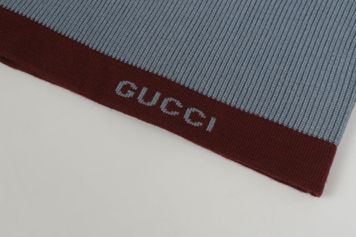 Gucci Signature Ribbed Knit Cardigan in Sky Blue