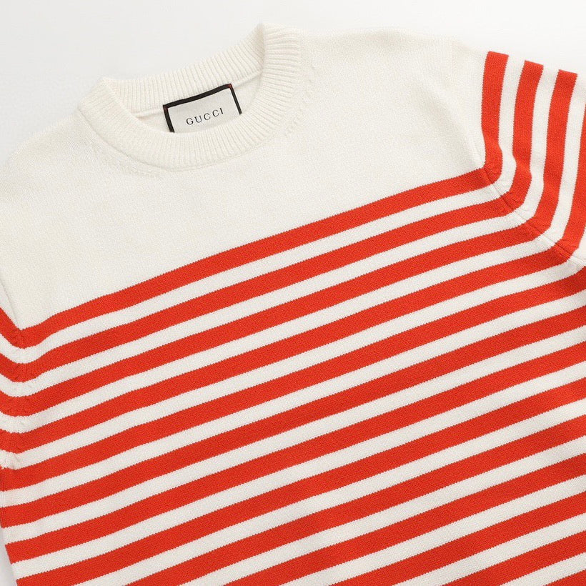 Gucci Unisex Embroidered Striped Crewneck Sweater