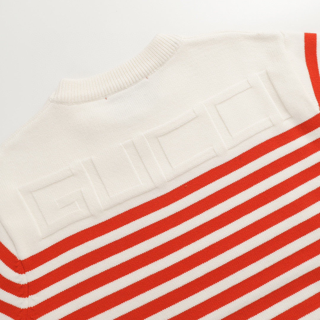 Gucci Unisex Embroidered Striped Crewneck Sweater