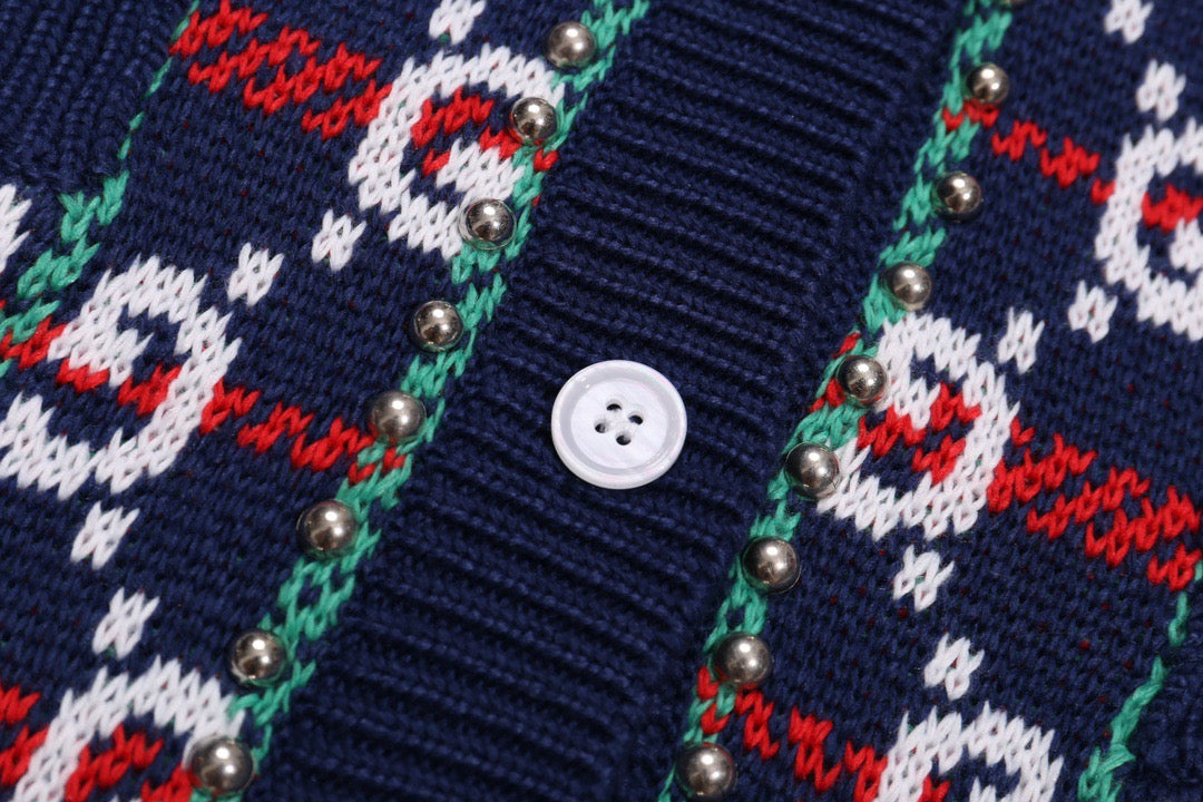 Gucci Unisex Double-G Jacquard Cardigan