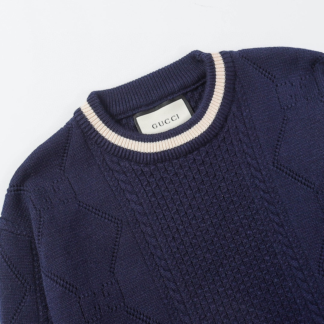 Gucci Unisex Open-Knit Striped Crewneck Sweater