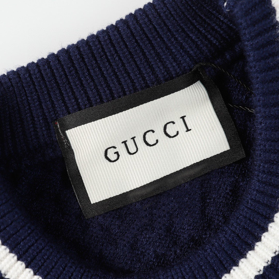 Gucci Unisex Open-Knit Striped Crewneck Sweater
